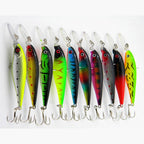10 PCS Fake Fish Lure Set Wobbler Baits with Built-in Bell Hard Fishing Supplies for Bass Trout Salmon Artificial Bionic Lures