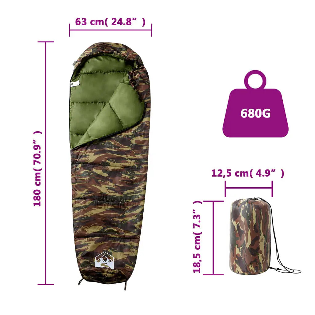 W2B VidaXL Comfortable Lightweight Adults' Winter Mummy Sleeping Bag 3 Seasons Camping with Polyester Nylon Fabric Child Length