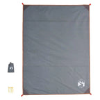 W2B VidaXL 80.7\" X 61\" Picnic Blanket with Pegs Gray and Orange Acrylic PVC Inflatable Camping Mat for Outdoor Activities