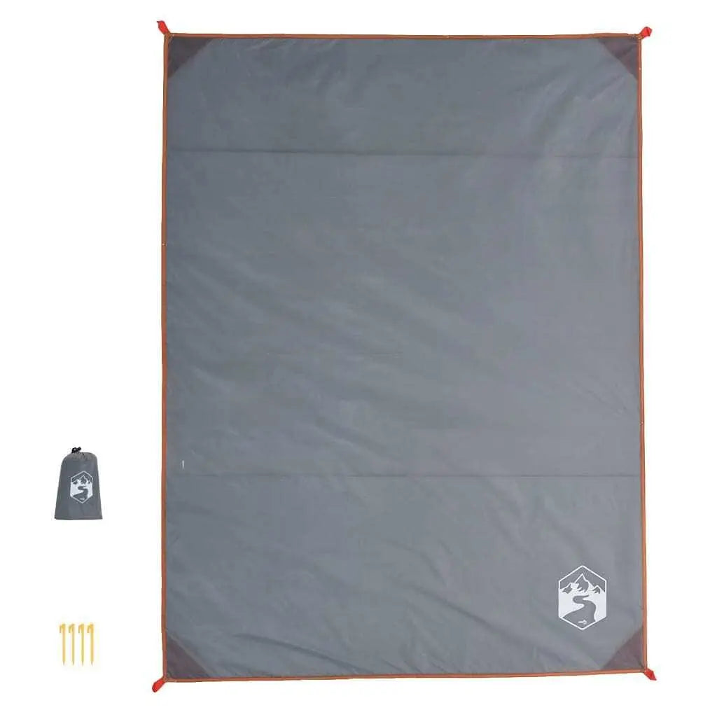 W2B VidaXL 80.7\" X 61\" Picnic Blanket with Pegs Gray and Orange Acrylic PVC Inflatable Camping Mat for Outdoor Activities