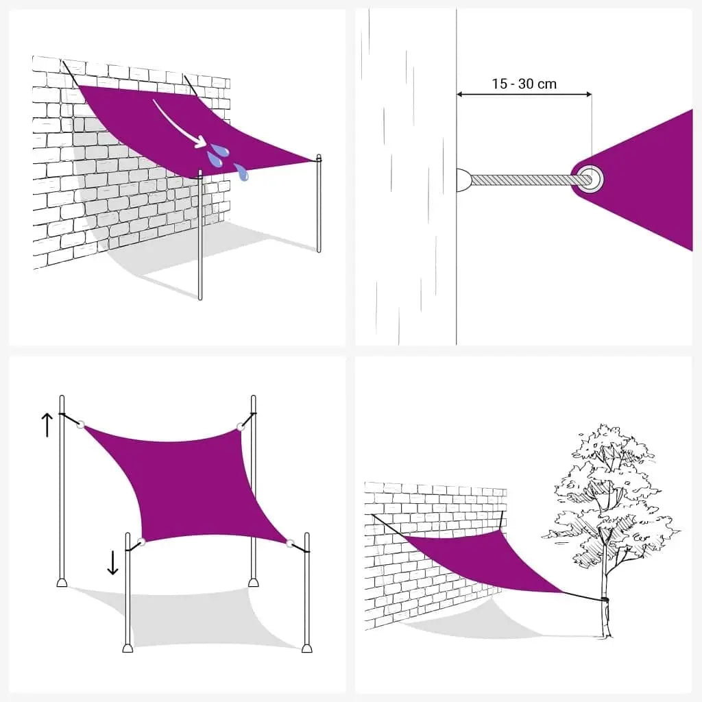 W2B VidaXL Sun Sail Cream High-Density Polyethylene (HDPE) Rectangle Shape UV Finished Canvas Shade Sail for Camping Roll Packed