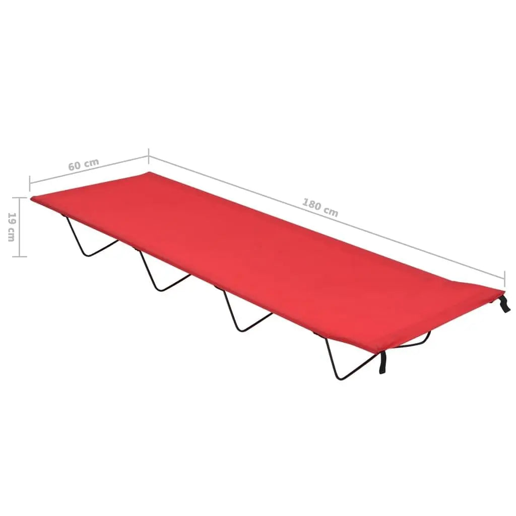 VidaXL Camping Bed W2B 600D Oxford Polyester Fabric Steel 70.9 in X 23.6 in Red 100% Polyester 70.9 in X 23.6 Red 100% Polyester