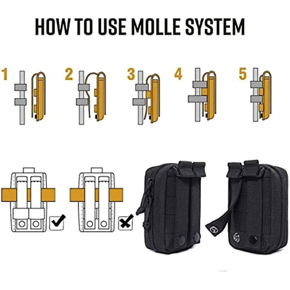 Tactical Molle Medical First Aid Kit Pouch Tool Kit Pouch EDC Utility Belt Bag Outdoor Hiking Mergency Survival Bag