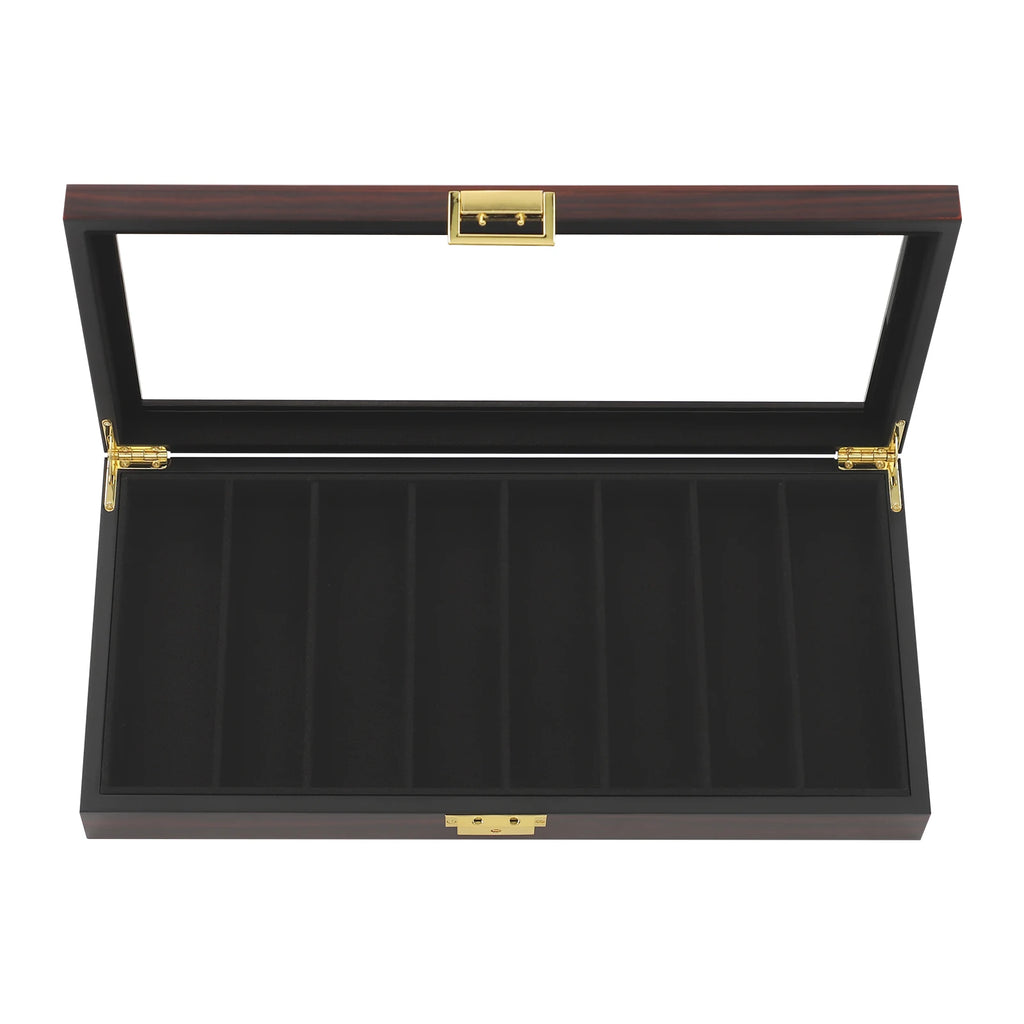 Knife Display Case Knife Storage Box Knife Display Case Organizer Collection Box Glass Metal Flannelette Walnut Color/Black