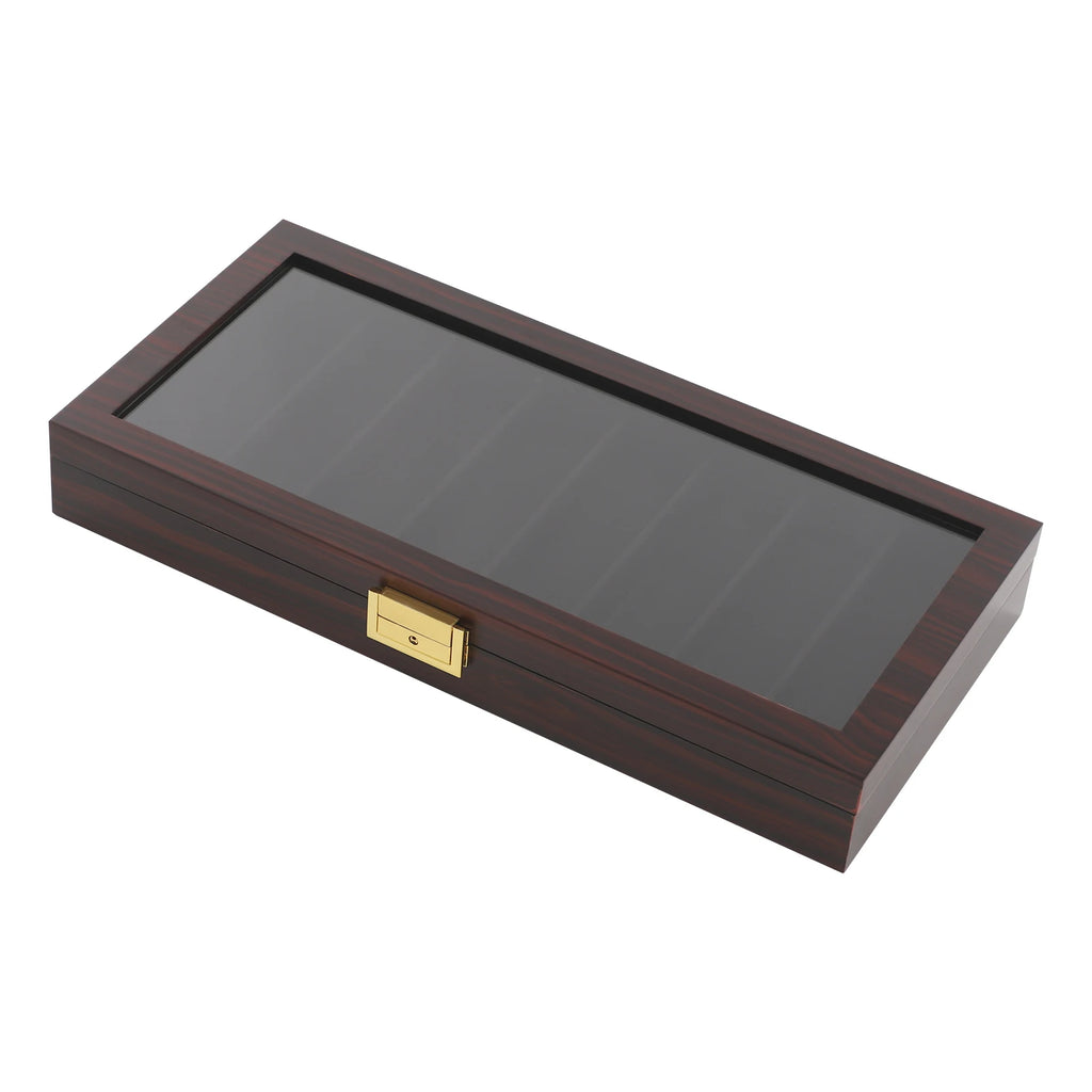 Knife Display Case Knife Storage Box Knife Display Case Organizer Collection Box Glass Metal Flannelette Walnut Color/Black