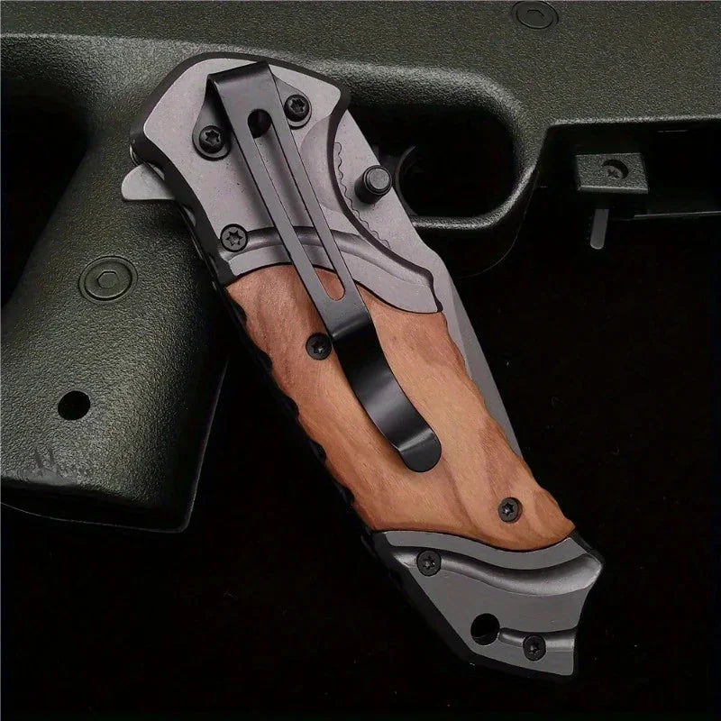 [200MM Camping Survival Pocket Knife] 200MM (8') 58HRC Folding Knife Pocket Knife 7CR13MOV Blade Camping Survival Fishing Fruit