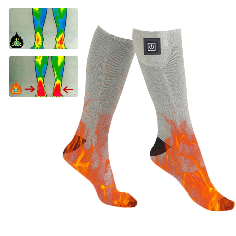 Unisex Battery Heated Socks Breathable 3 Level Temperature Rechargeable Heated Socks Cozy Cold-Proof for Camping Fishing Cycling