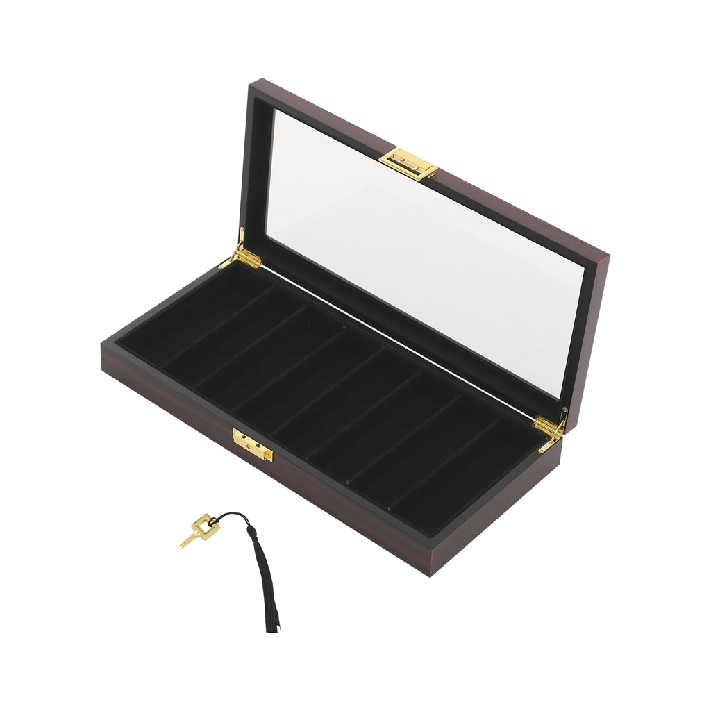 Knife Display Case Knife Storage Box Knife Display Case Organizer Collection Box Glass Metal Flannelette Walnut Color/Black