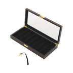 Knife Display Case Knife Storage Box Knife Display Case Organizer Collection Box Glass Metal Flannelette Walnut Color/Black