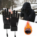 Touch Screen Electric Heated Hand Warmer Windproof USB Rechargeable Heating Thermal Gloves 2 Finger Heated Gloves for Women Men