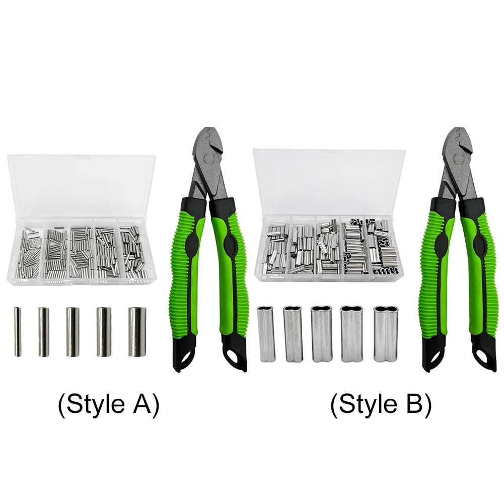 Fishing Crimping Pliers Multifunctional Crimpers Tool Crimp Sleeves Kit with Single /Double Barrel Ferrule Fishing Gear Tackle