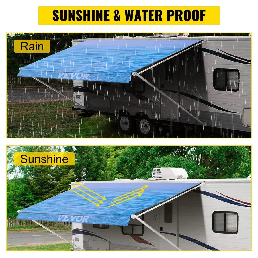 RV Awning 19' Camper Awning Fabric Trailer Awning Canopy Patio Camping Car Awning Durable 15oz Vinyl Roller Tube for RV Van SU
