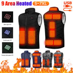 9 Heated Vest Zones Electric Heated Jackets Men Women Sportswear Heated Coat Graphene Heat Coat USB Heating Jacket For Camping