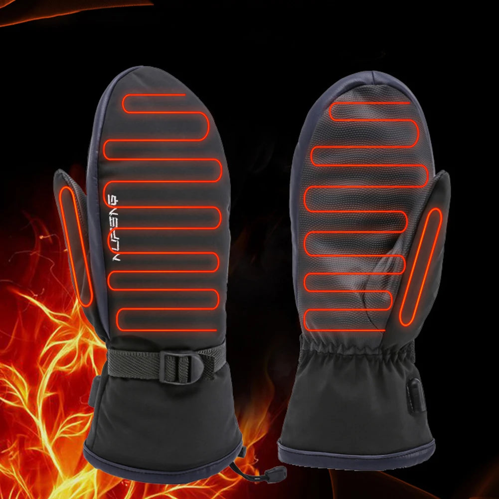 Electric Heated Gloves Motorcycle Winter Moto Heated Gloves Warm Waterproof Rechargeable Heating Thermal Gloves For Snowmobile