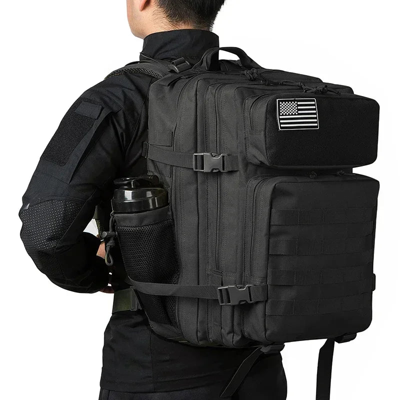 45L Tactical Backpack Hunting Rucksack with Dual Cup Holders  Outdoor camping equipment back pack