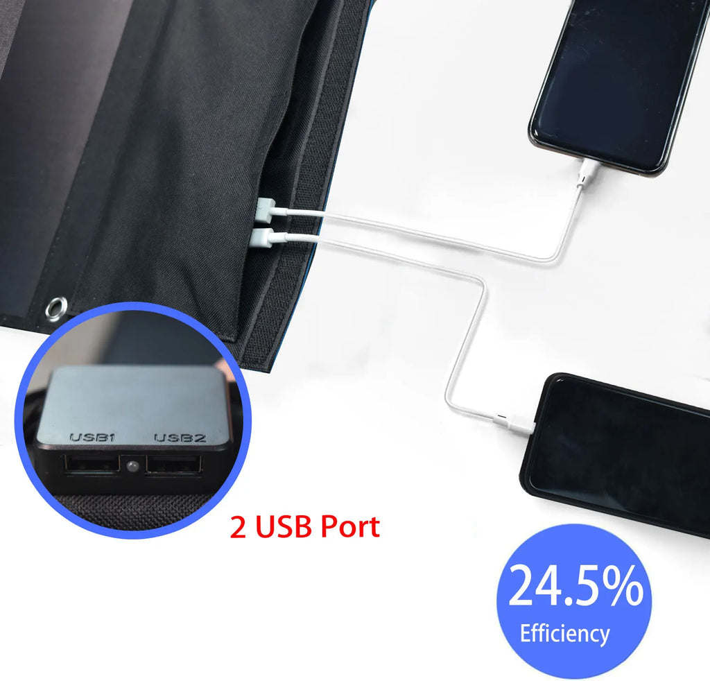 28W Portable Solar Panel 5VFolding Solar Panel 2 USB Ports Phone Charger