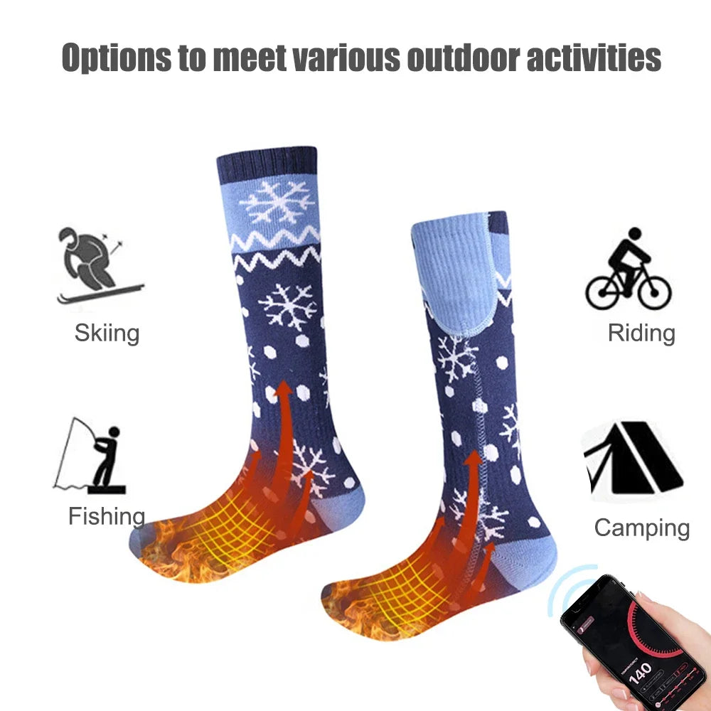 5000mAh Rechargeable Heated Socks for Men Women Washable Electric Thermal Warming Socks with Aiwei APP Remote Control for Winter