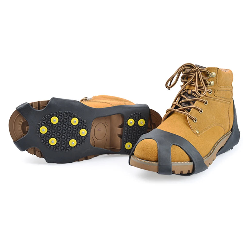 1Pair 10 Teeth Snow Ice Claw Climbing Anti-Slip Ice Grips Shoe Spikes Crampon Cleats Sport Shoes Cover for Walking Hiking Boots