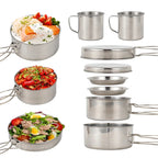 8pcs/Set Camping Cookware Mess Kit Stainless Steel