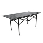 Folding Camping Table Black Spacious Storage Basket 47.24in Carbon Steel Portable Roll Up Outdoor Table