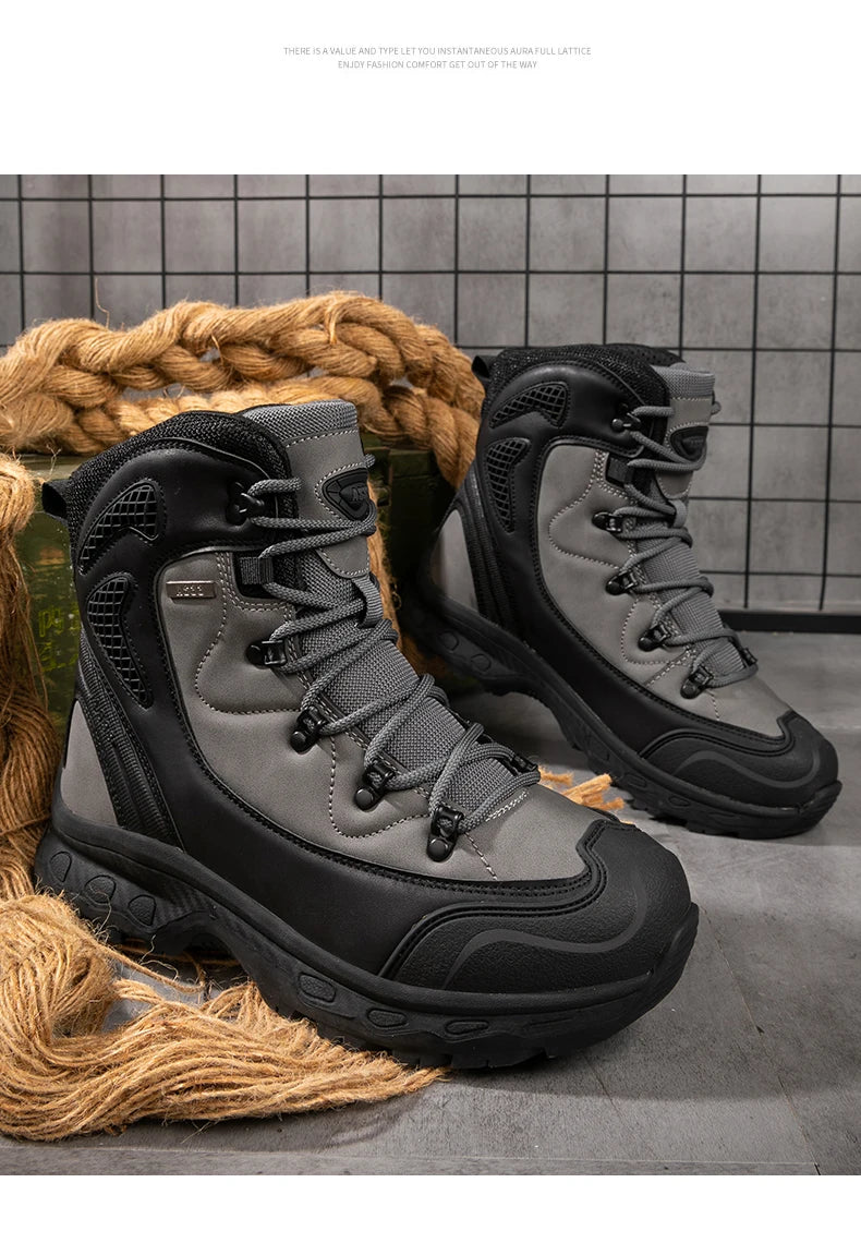 Men's mountain climbing motorcycle boots, outdoor hiking boots, fashionable boots