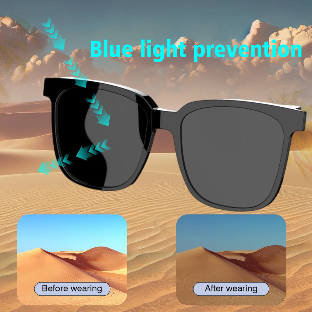 Smart glasses, intelligent noise reduction, can answer/make calls, touch voice assistant, unisex, blue light blocking glasses