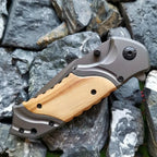 1Pc Single-handed Quick-opening Folding Knife, High-hardness Solid Wood Outdoor Folding Knife, Multi-functional Folding Knife