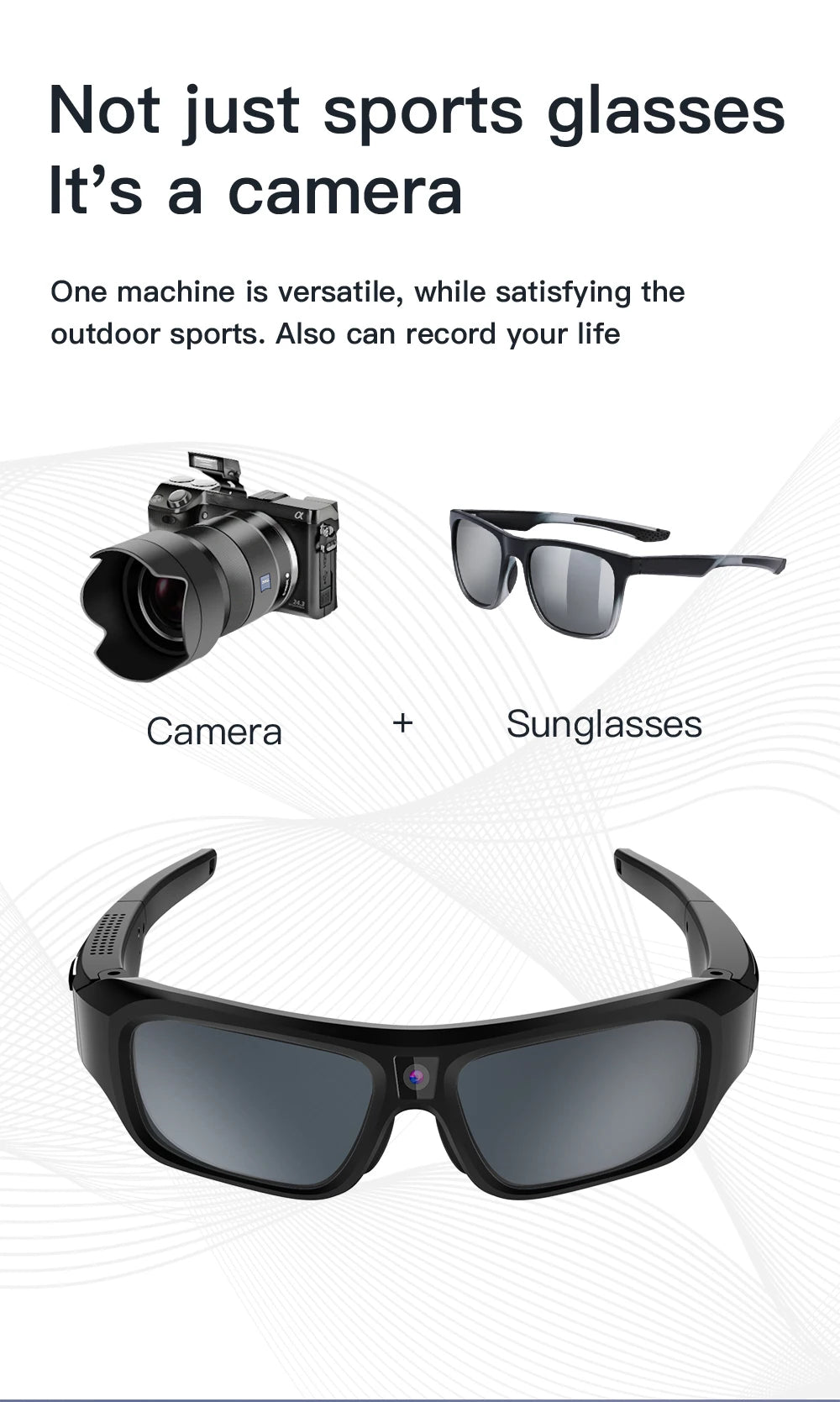4K Video Glasses HD Smart Glasses Sports Outdoor Portable Motorcycle And Bicycle Recorder Camera 2hour Video Recording Time