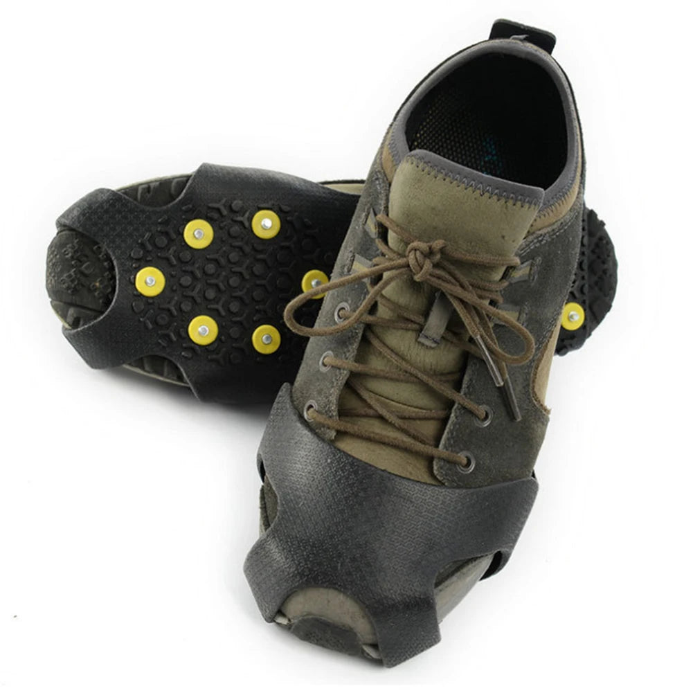 1Pair 10 Teeth Snow Ice Claw Climbing Anti-Slip Ice Grips Shoe Spikes Crampon Cleats Sport Shoes Cover for Walking Hiking Boots