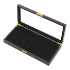 Knife Display Case Knife Storage Box Knife Display Case Organizer Collection Box Glass Metal Flannelette Walnut Color/Black
