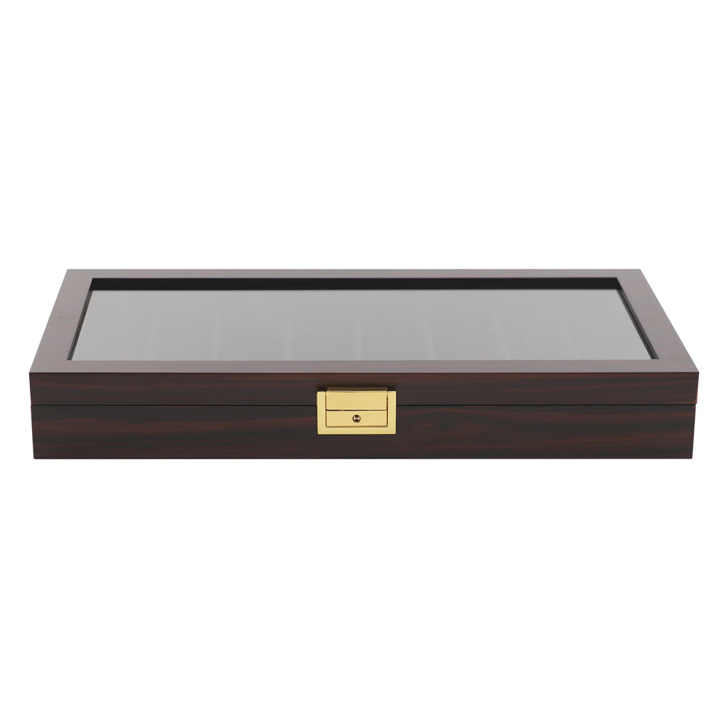 Knife Display Case Knife Storage Box Knife Display Case Organizer Collection Box Glass Metal Flannelette Walnut Color/Black