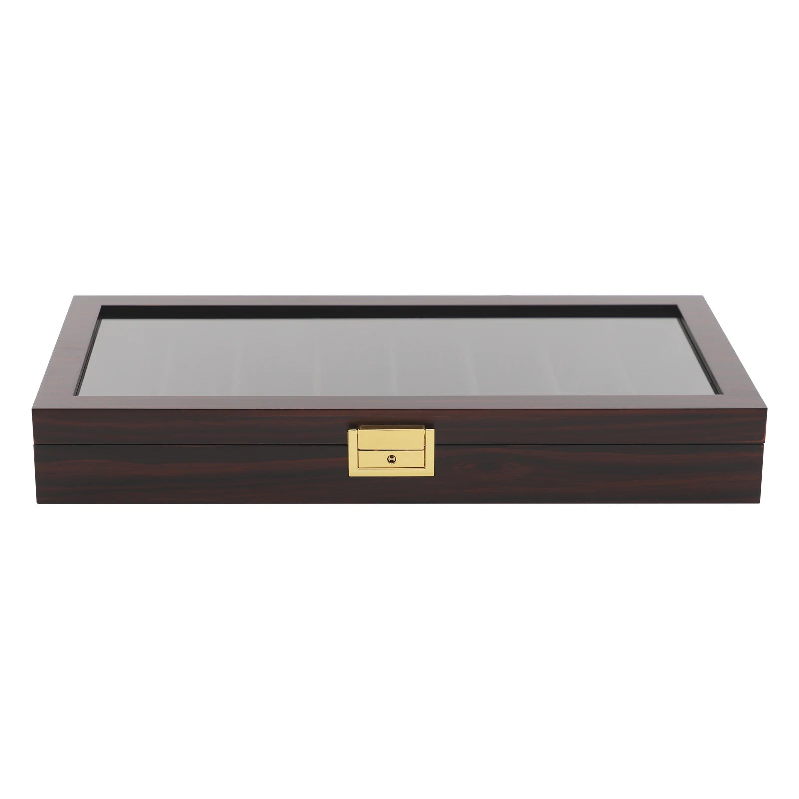 Knife Display Case Knife Storage Box Knife Display Case Organizer Collection Box Glass Metal Flannelette Walnut Color/Black
