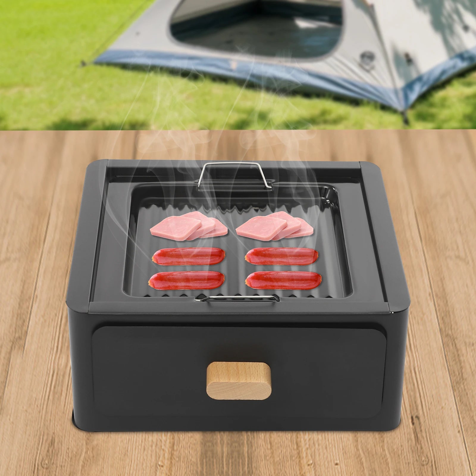 31*31*13.5cm Square Tabletop Barbecue Stove, Outdoor Bbq Grill, Barbecue Grill For Outdoor Cooking