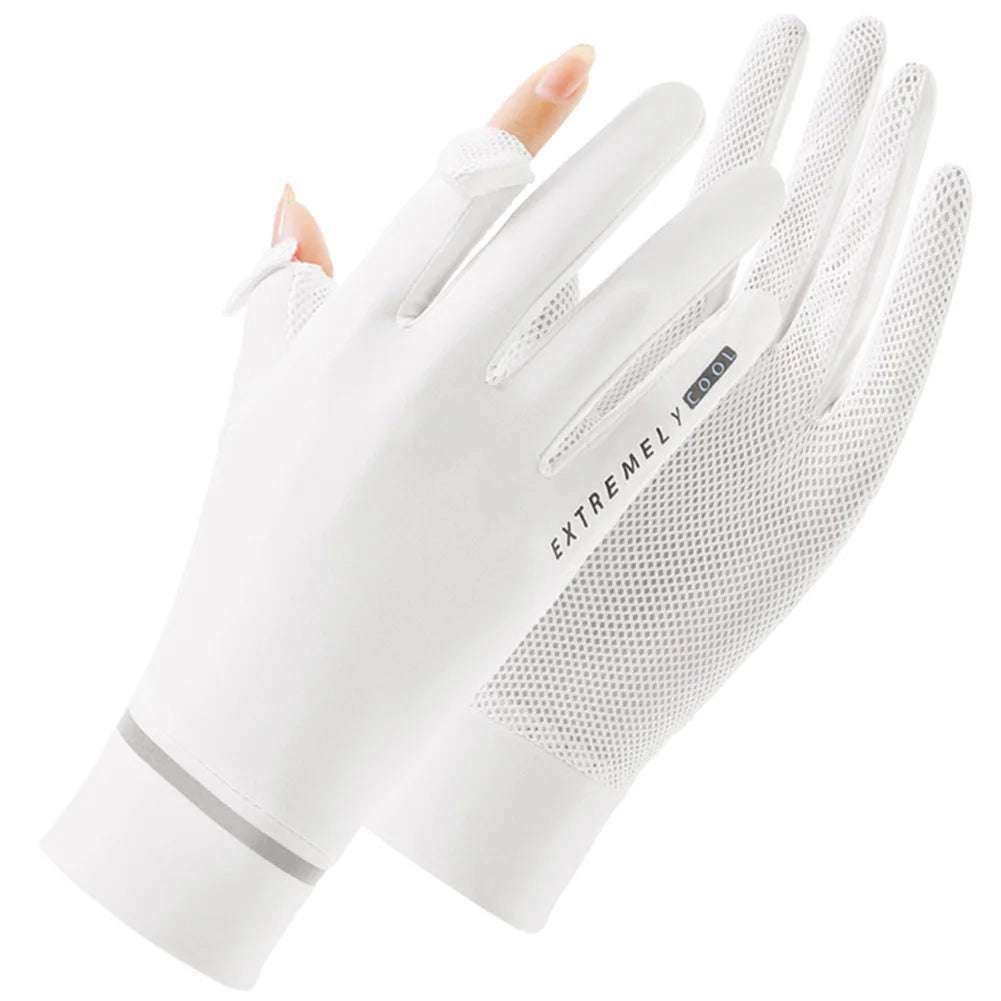 Lady Sunscreen Ice Silk Gloves Cycling Gloves Breathable Motorcycle Gloves Bicycle Gloves for Golf Driving Riding Fishing Hiking