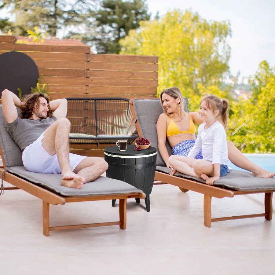 10Gallon Black Four Leg Ice Bucket Plastic Side Table Outdoor Beverage Cooler Portable Drink Storage Patio Party BBQ Camping Ga
