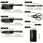 7-Piece Hollow Handle Kitchen Knife Set - Meat cleaver,Chef Knife, Boasts a Durable, Rust-Proof Design with a Sleek Knife barrel
