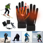 Touch Screen Electric Heated Hand Warmer Windproof USB Rechargeable Heating Thermal Gloves 2 Finger Heated Gloves for Women Men