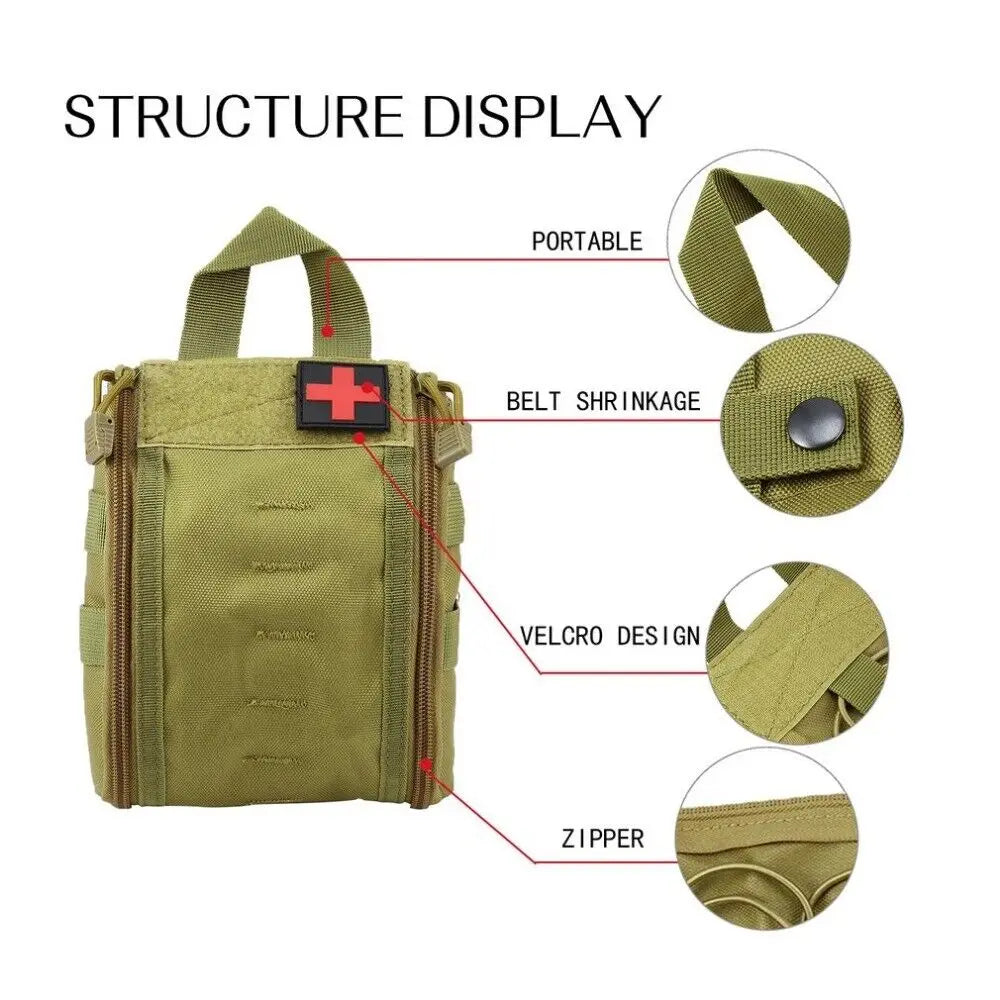 Tactical Molle First Aid Kid Bag Utility Pouch Outdoor Hiking Hunting Emergency Medical Bag Waist Pack Survival Medic Bag