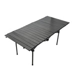 Folding Camping Table Black Spacious Storage Basket 47.24in Carbon Steel Portable Roll Up Outdoor Table