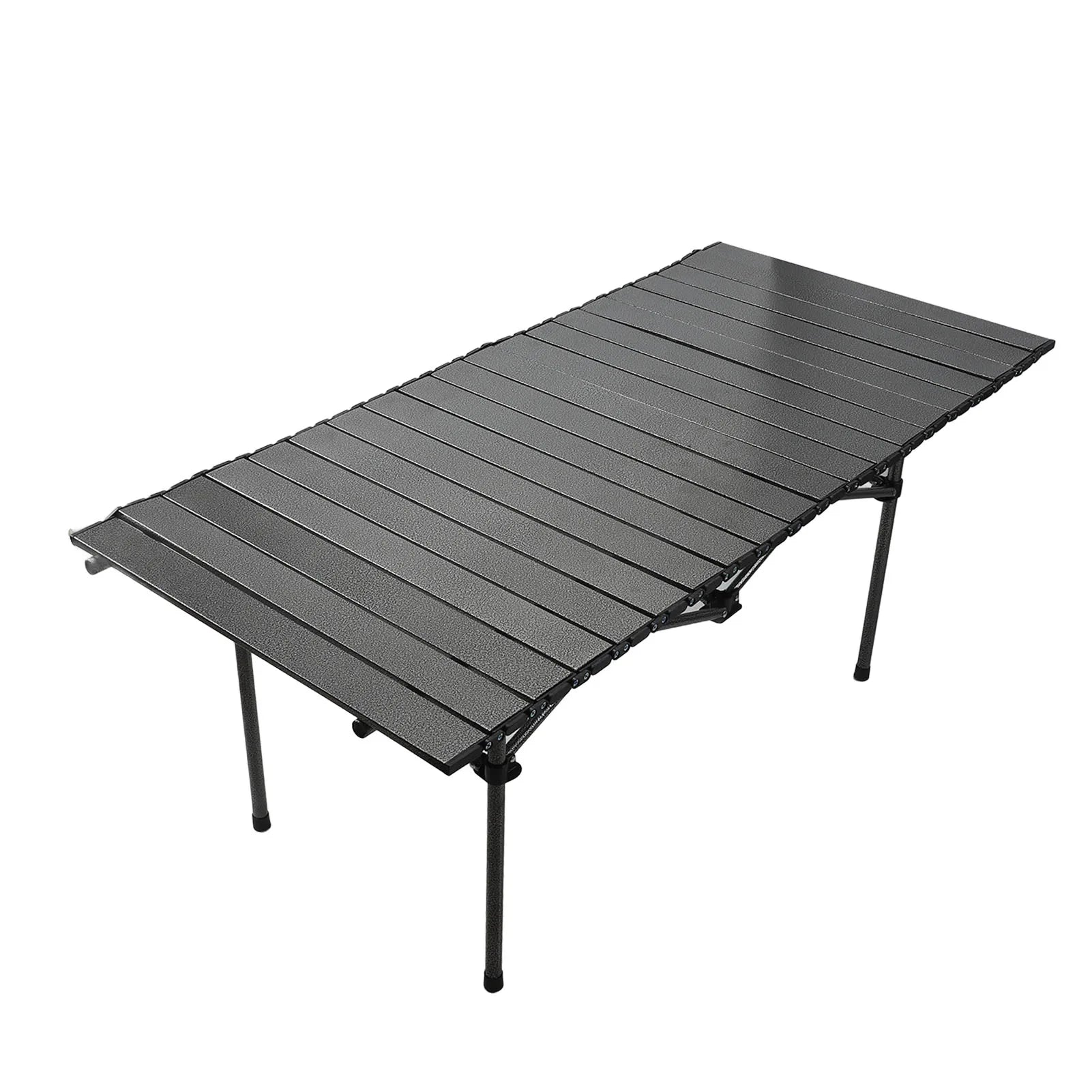 Folding Camping Table Black Spacious Storage Basket 47.24in Carbon Steel Portable Roll Up Outdoor Table