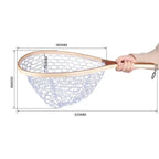 Landing Fish Net Fishing Hand Nets with Clear Rubber Mesh Netting Wooden Handle Fly Fishing Equipment for Catch and Release