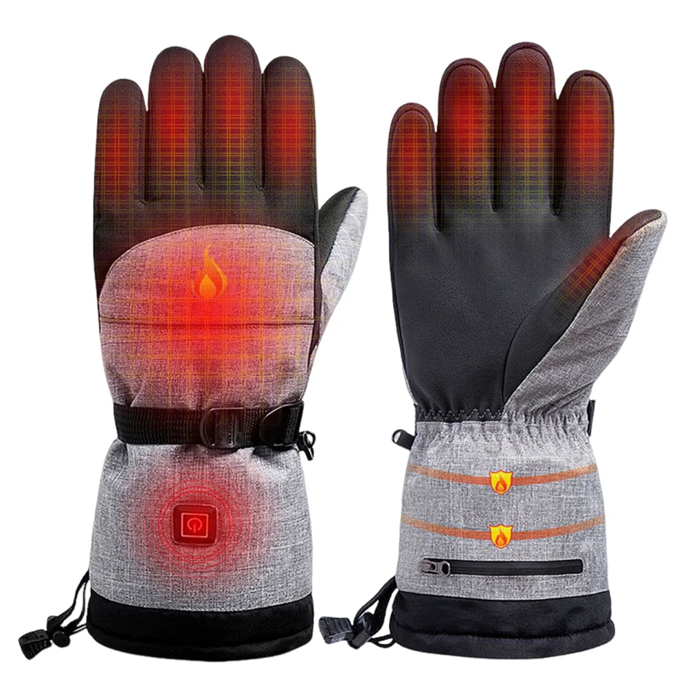 1Pair Heated Gloves Anti-Slip Electric Winter Heating Gloves Rechargeable Waterproof for Outdoor Climbing Hiking Skiing Cycling