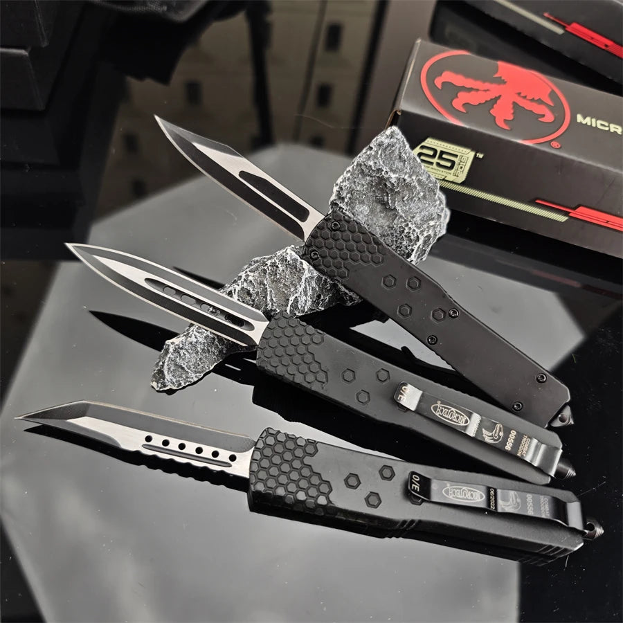 F156 Pocket Knife Black Zinc Alloy Handle for Multifunctional Outdoor Self-defense Camping EDC Survival Tool Knives Gift for Men