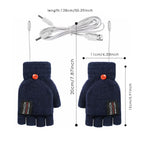 USB Electric Heated Gloves Touchscreen Double-Sided Heating Gloves Fingerless Hands Warmer Electric Thermal Gloves Winter Warmer