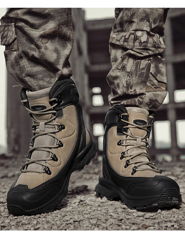 Men's mountain climbing motorcycle boots, outdoor hiking boots, fashionable boots