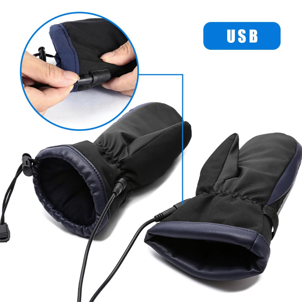 Electric Heated Gloves Motorcycle Winter Moto Heated Gloves Warm Waterproof Rechargeable Heating Thermal Gloves For Snowmobile