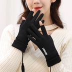 Touch Screen Electric Heated Hand Warmer Windproof USB Rechargeable Heating Thermal Gloves 2 Finger Heated Gloves for Women Men