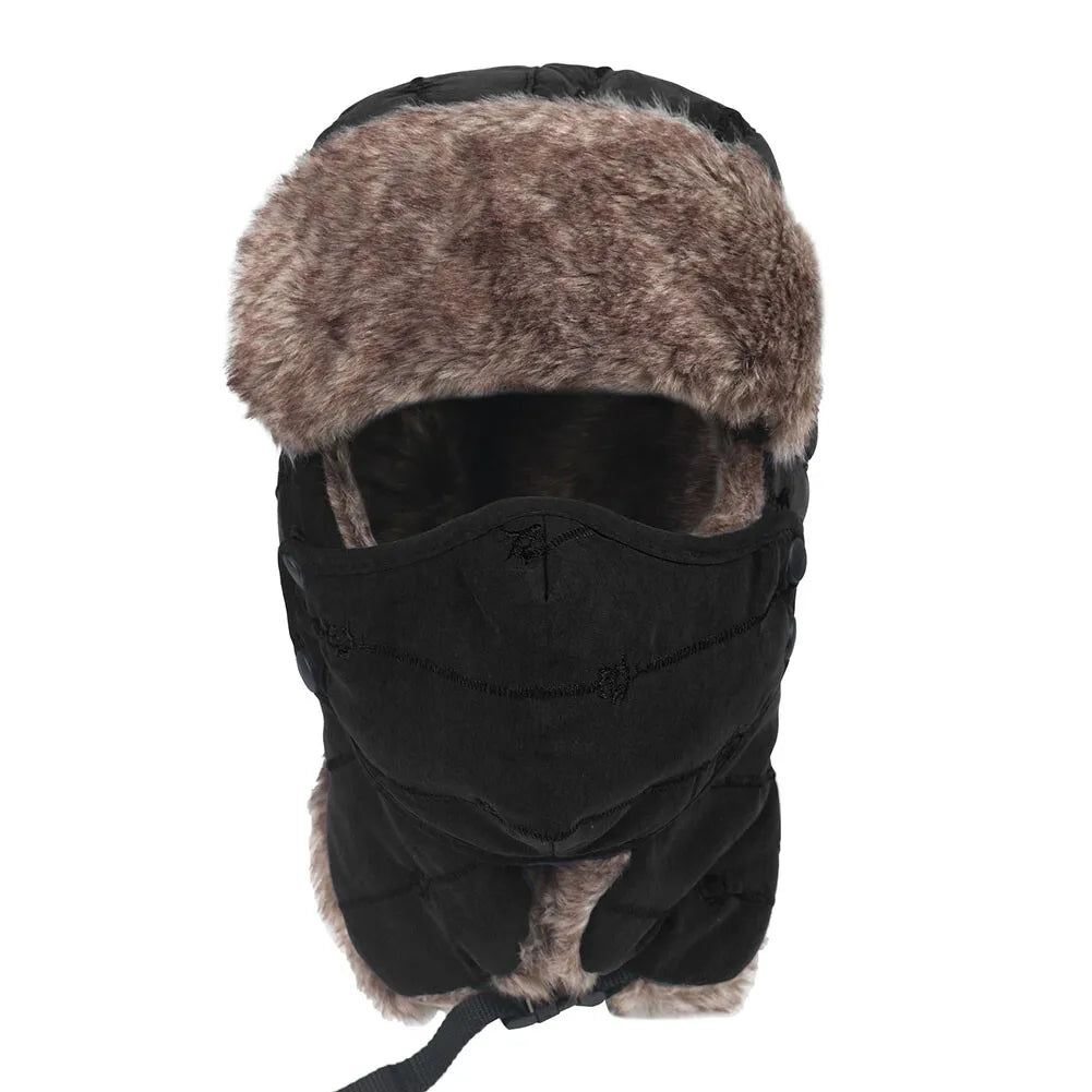 Winter Windproof Thermal Hat Ski Hunting Ear Flaps Cap with Removable Face Mask