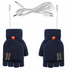 USB Electric Heated Gloves Touchscreen Double-Sided Heating Gloves Fingerless Hands Warmer Electric Thermal Gloves Winter Warmer