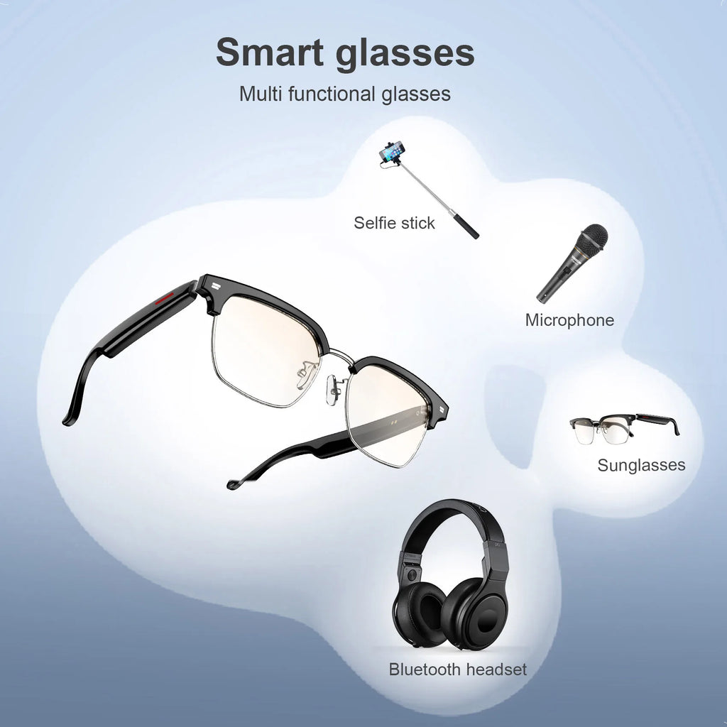 Blackview E1306 Smart Glasses for Men Women Bluetooth Call Outdoor Sport Anti-blue Light Glasses with AI Voice Mic & Speaker